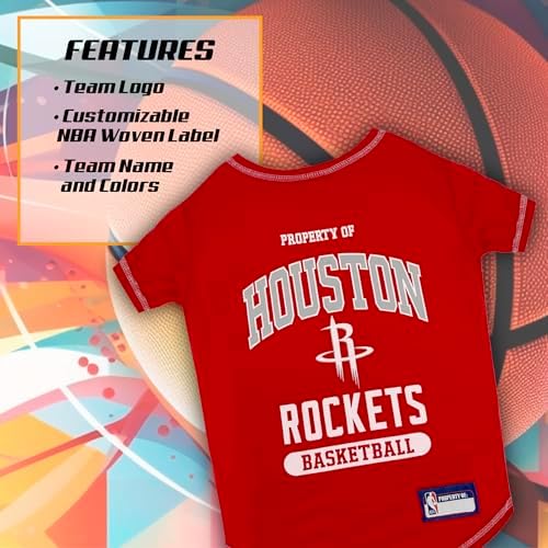 Pets First NBA Licensed Hoodies & T-Shirt for Dogs & Cats, Houston Rockets, X-Small