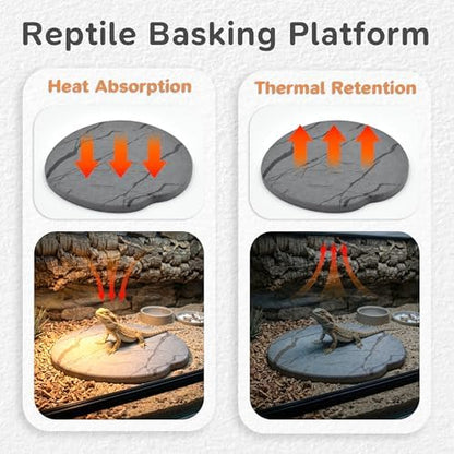 Reptile Basking Platform, 6''x6'' Basking Rocks for Bearded Dragons Turtle