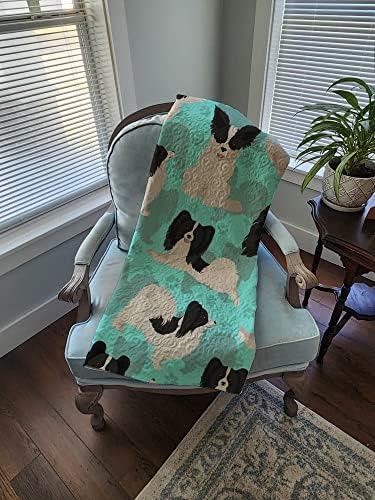 Caroline's Treasures MLM1081LQB Black and Whtie Papillon Quilted Blanket 50x60 Artwork Pattern Quilted Throw Blanket for Bed, Couch, Sofa, Soft and Lightweight