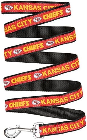 Pets First NFL Licensed Kansas City Chiefs Pet Leash, Size Large – Durable Satin Dog & Cat Walking Strap and Pet Tether with Embroidered Team Name & Logo