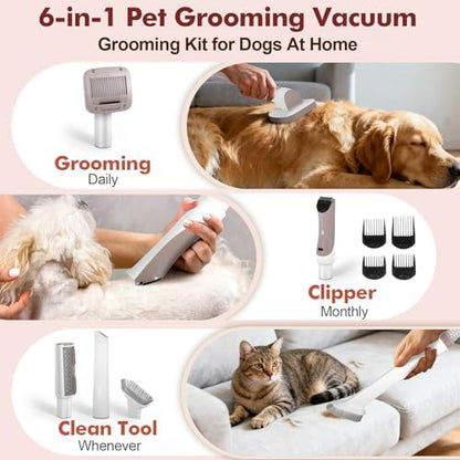 Dog Grooming Kit, 3.2L Large Capacity Pet Grooming Vacuum for Dogs and Cats, 12,000Pa Strong Suction & Low Noise Pet Pro Grooming Tool with 5 Pets Grooming Tools for Shedding Pets and Cats