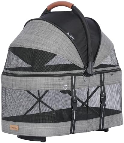 ROODO 2026 Upgraded Version 3-in-1 Dog Cat Stroller with Detachable Carrier Folding Lightweight Portable Travel Pet Gear All-Terrain Puppy Doggie Kitty Bunny Stroller for 35 lbs(Grey Lattice)