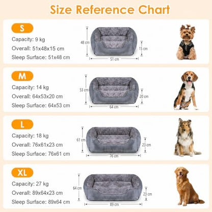 Dog Bed for Medium Large Dogs Washable, Super Soft Rectangle Dog Beds Medium Large Size, Warming Durable Pet Bed with Anti-Slip Bottom, Anti-Anxiety, Grey, 30 x 24 x 9inch