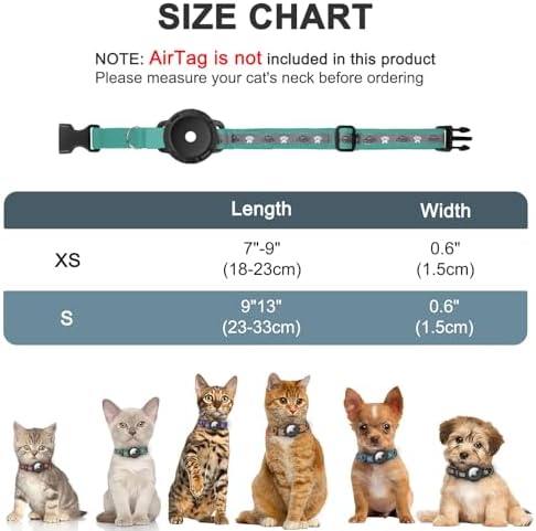 Reflective AirTag Cat Collar, Integrated Cat Collar with Air Tag Holder