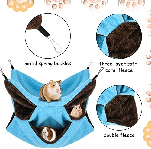 3 Tier Ferret Rat Hammock, Guinea Pig Cage Accessories, Cute Blue