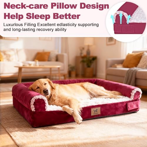 XL Orthopedic Dog Bed for Large Dogs, Egg-Crate Foam with Bolster