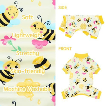 XPUDAC 4 Pack Dog Pajamas Soft Puppy Clothes Onesie for Small Dogs, M