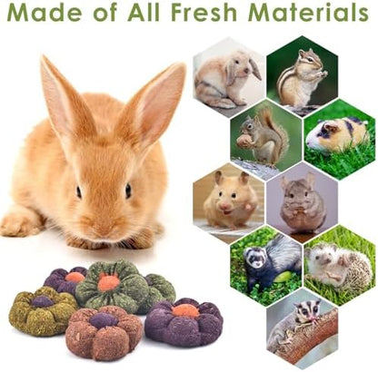 ERKOON Rabbit Chew Toys, 10PCS 1.77“ Timothy Grass Treats Small Animal Molar Toys for Guinea Pig Hamster Bunny Chinchilla Gerbil, Handmade Rabbit Chews and Treats