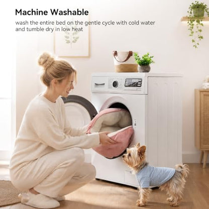 Asvin Medium Dog Bed for Medium Dogs, Cat Beds for Indoor Cats, Pet Bed for Puppy and Kitty, Extra Soft & Machine Washable with Anti-Slip & Water-Resistant Oxford Bottom, Pink, 25 inches
