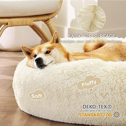 Bedsure Calming Dog Bed Medium Size Dog Donut Washable Pet Bed,30ins