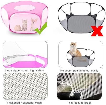 Guinea Pig Playpen with Lid, Breathable Small Animals Playpen with Anti-Escape Cover Portable Kitten Playpen Indoor/Outdoor Yard Exercise Cage House Tent for Hamster Chinchillas Rabbits Bunny