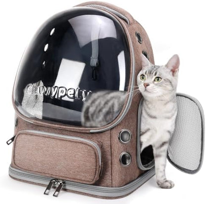 Cawypety Cat Backpack Carrier Large Space Bubble Backpack up to 12lbs Khaki