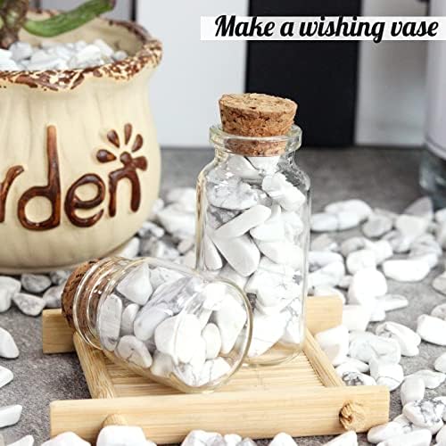 1lb Howlite Aquarium Gravel Rocks Natural Tumbled Healing Crystal Chips Bulk Gemstones Crushed Stones for Fountain Vase Filler Planters Decorative Fish Tank Potted Reiki Energy Balancing
