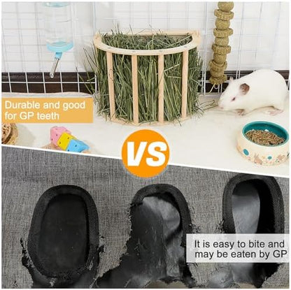 Unicorn Catcher Wooden Guinea Pig Hay Feeder, Large Hanging Rabbit Rack