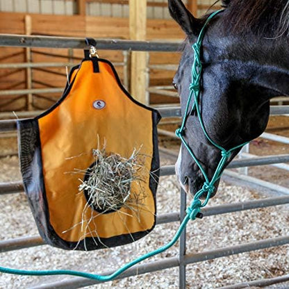 Majestic Ally 1200 D Hay Feeder Tote Bag for Horses, Sheep with Reflective Trim- Reduces Waste - Comes with 36” Hay Net. (Red)
