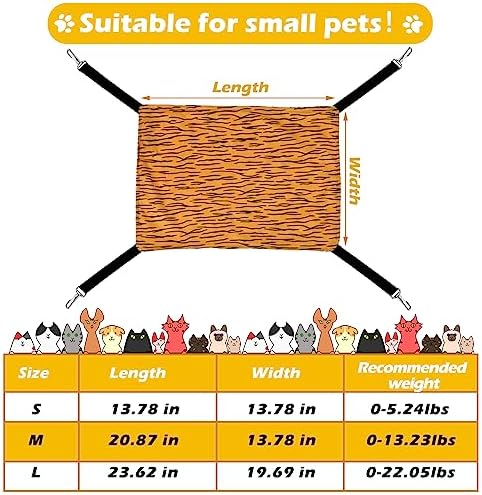 Jetec 2 Pack Cat Hammock for Cage, Zebra and Cat Paw Print, M