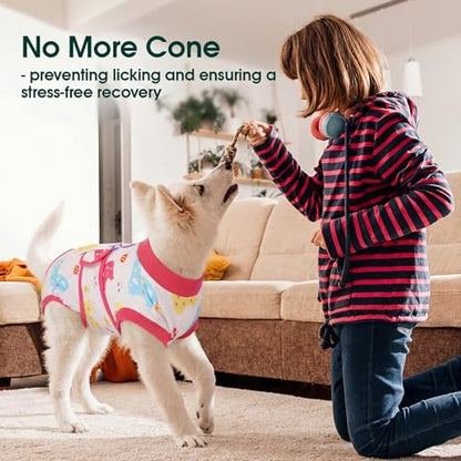 Kuoser Dog Recovery Suit, Female Male Spay Neuter Surgery Suit, Llama, XS