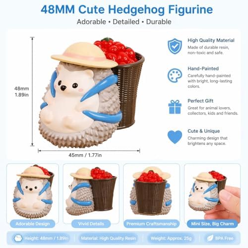 Gray Hedgehog Pen Holder & Desk Figurine with Removable Tomato