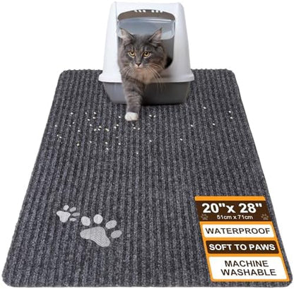 BEAUTYZOO Cat Litter Mat, 20" x 28" Litter Trapping Mat, Waterproof