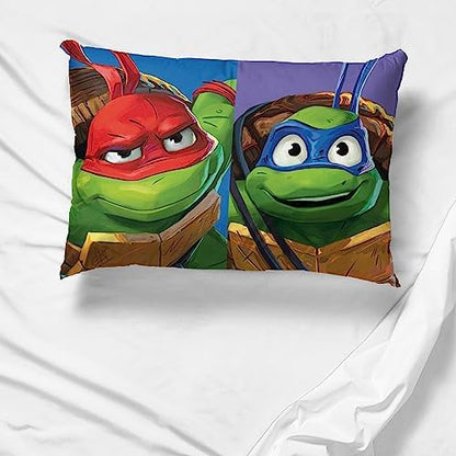 Nickelodeon Teenage Mutant Ninja Turtles Kids Reversible Pillowcase, 20 x 30 Inch, Super Soft Microfiber, Machine Washable, TMNT Kids Bedding - Jay Franco (Officially Licensed Nickelodeon Product)