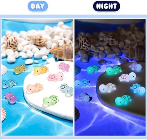 488PCS Luminous Mini Resin Turtle 8 Color Tiny Turtle Figurines Bulk