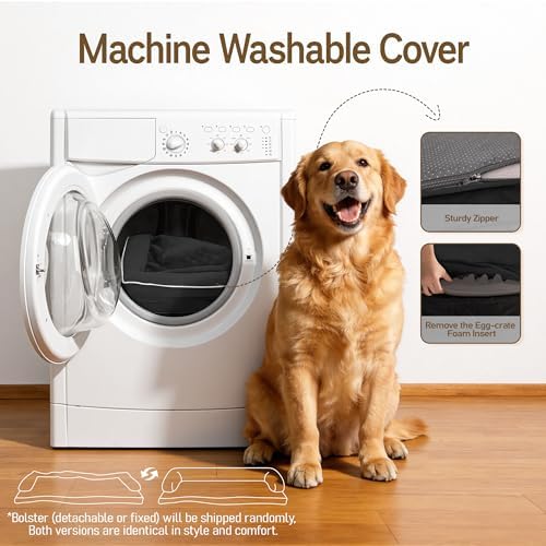 Comfort Expression Washable Dog Bed with Bolster for Medium to Large Dogs