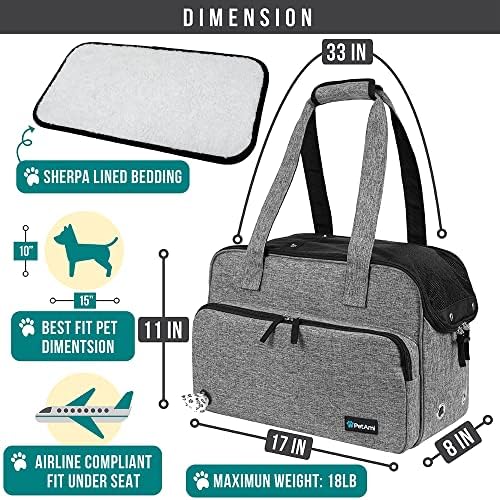 PetAmi Small Dog Purse Carrier, Airline Approved Soft Sided Tote, Gray