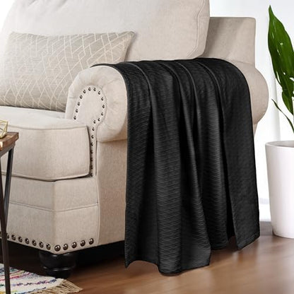 Superior Cotton Blanket, Lightweight, Breathable Bedding, Throw, Black