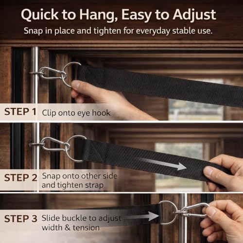 2 Pcs Stall Guards for Horses 48" x 18 " with Adjustable Strap Black