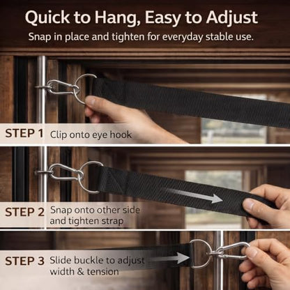 2 Pcs Stall Guards for Horses 48" x 18 " with Adjustable Strap Black