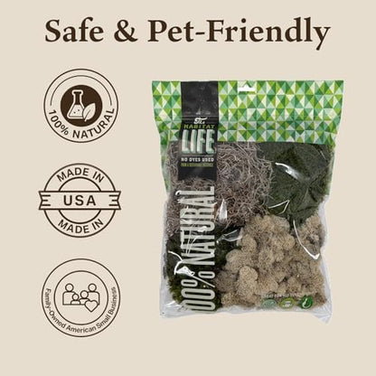Variety Mix Moss for Terrarium Habitats, Medium 1-Pack