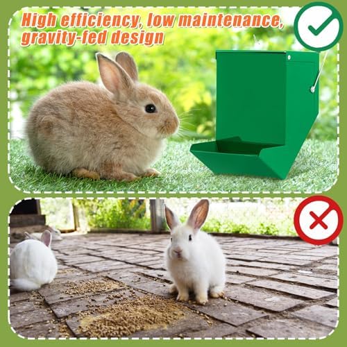 Maxcheck 2 Pcs Rabbit Feeder for Cages, 4.7 Inches, Solid Bottom, Green
