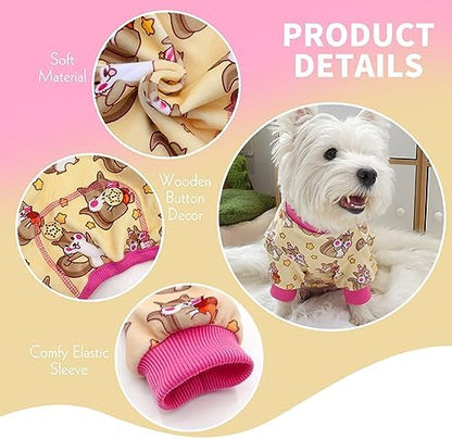 KYEESE Velvet Dog Pajamas for Small Dogs Onesie for Daily Wear, Chipmunk