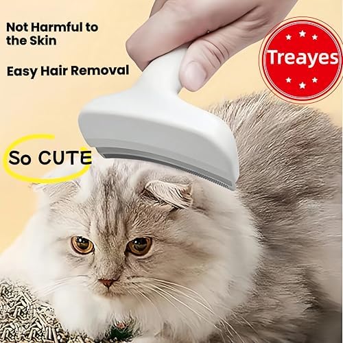 Blue Small Dog Shedding Brush - Tight V-shaped Teeth Deshedding Comb with Curve Blade, Pet Deshedding Tool for Cats and Dogs