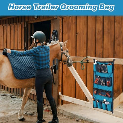Riakrum 2 Pcs Horse Trailer Grooming Bag, Purple Blue, 39 x 23 Inch