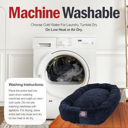Majestic Pet Micro Velvet Dog Bed, 32 Inch Medium, Round, Washable, Navy