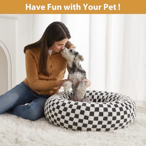 BFPETHOME Small Washable Cozy Donut Dog Beds for Dogs