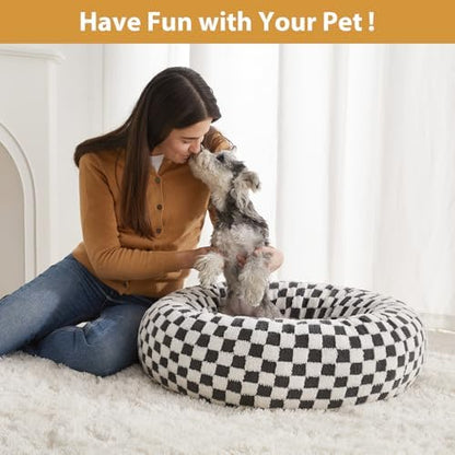BFPETHOME Small Washable Cozy Donut Dog Beds for Dogs