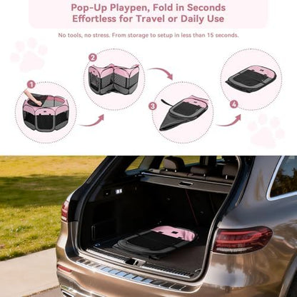 A 4 Pet 50.39-in Dog Playpen, Small Dogs & Puppies, Pink+Grey
