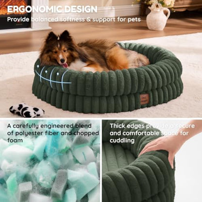 ChiXnuggle Orthopedic Dog Bed, Washable Cover, Faux Fur Bolster Pet Couch