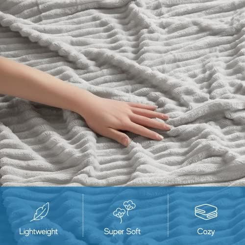 Nestl Light Grey Throw Blanket for Couch - Cozy Warm Fuzzy Blankets for Women, Plush Small Fleece Throws for Girls - Silver, 50 x 60 Inches