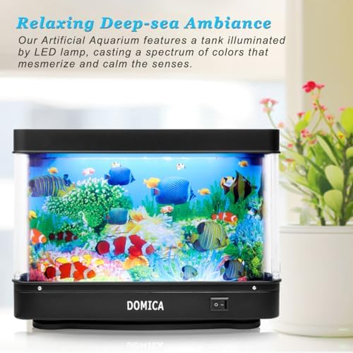 Fake Fish Tank with Moving Fish, Decorative Aquarium Lamp (Auto 2/4/12H Shutdown Timer), Artificial Tropical Marine Tank, LED Mood Light Office Table Light, Fun Gifts