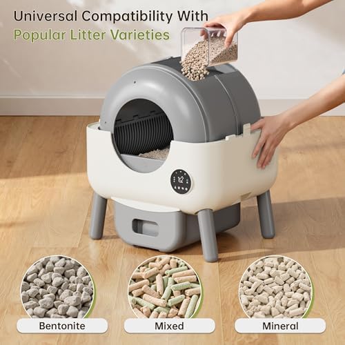 Greesum Fully Enclosed Self-Cleaning Cat Litter Box, 76L Large Capacity
