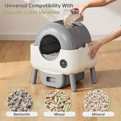 Greesum Fully Enclosed Self-Cleaning Cat Litter Box, 76L Large Capacity