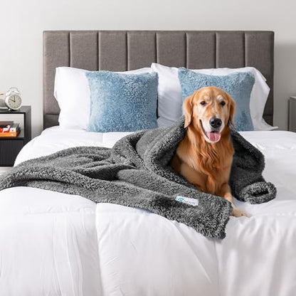 PetAmi Soft Plush Sherpa Dog Blanket for Pet Cat, Large 40x60, Grey