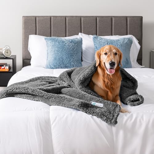 PetAmi Soft Plush Sherpa Dog Blanket for Pet Cat, Large 40x60, Grey