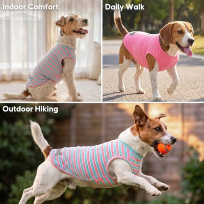 KYEESE 2Pack Cotton Dog Shirt for Small Dogs Soft Striped Tank Top