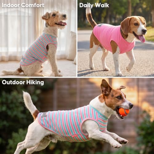 KYEESE 2Pack Cotton Dog Shirt for Medium Large Dogs Soft Striped Tank Top