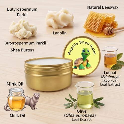 2.6 Oz Tortoise Shell Balm – Professional Dry, Cracked & Dull Shell Care Ointment & Conditioner for Sulcata, Russian & Hermann Tortoises – Natural Wax & Lanolin Formula