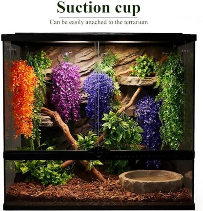 Suncalla 8 Pack Reptile Plants Terrarium Hanging Plant Vine Boston Climbing Terrarium Plant with Suction Cup for Bearded Dragons Lizard Crested Gecko Snake Crab Tank(Multicolor Series,4 Colors)